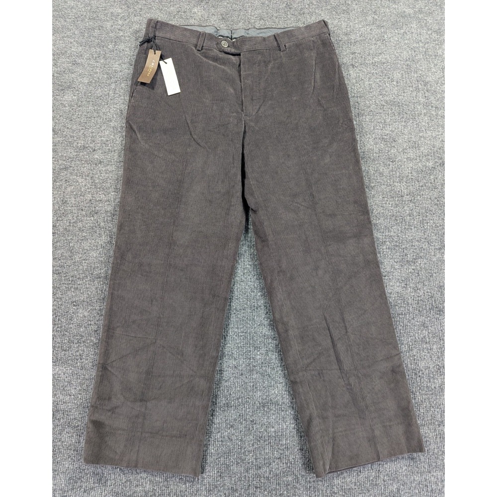 NEW! J. Hilburn MTM Pants Flat Front Pincord 100% Cotton Gray Men's Size 34